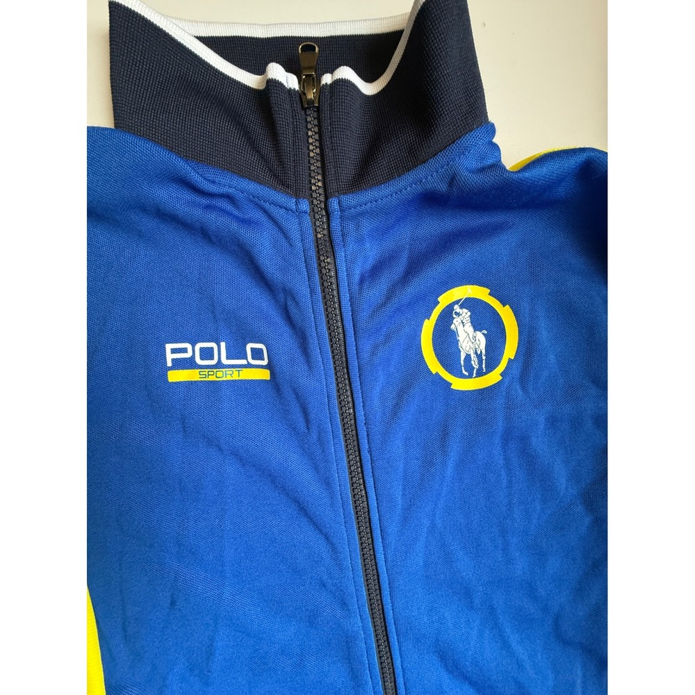 Polo Sport Ralph Lauren Track Jacket Blue Yellow Full Zip Performance Mens Large - Picture 2 of 12